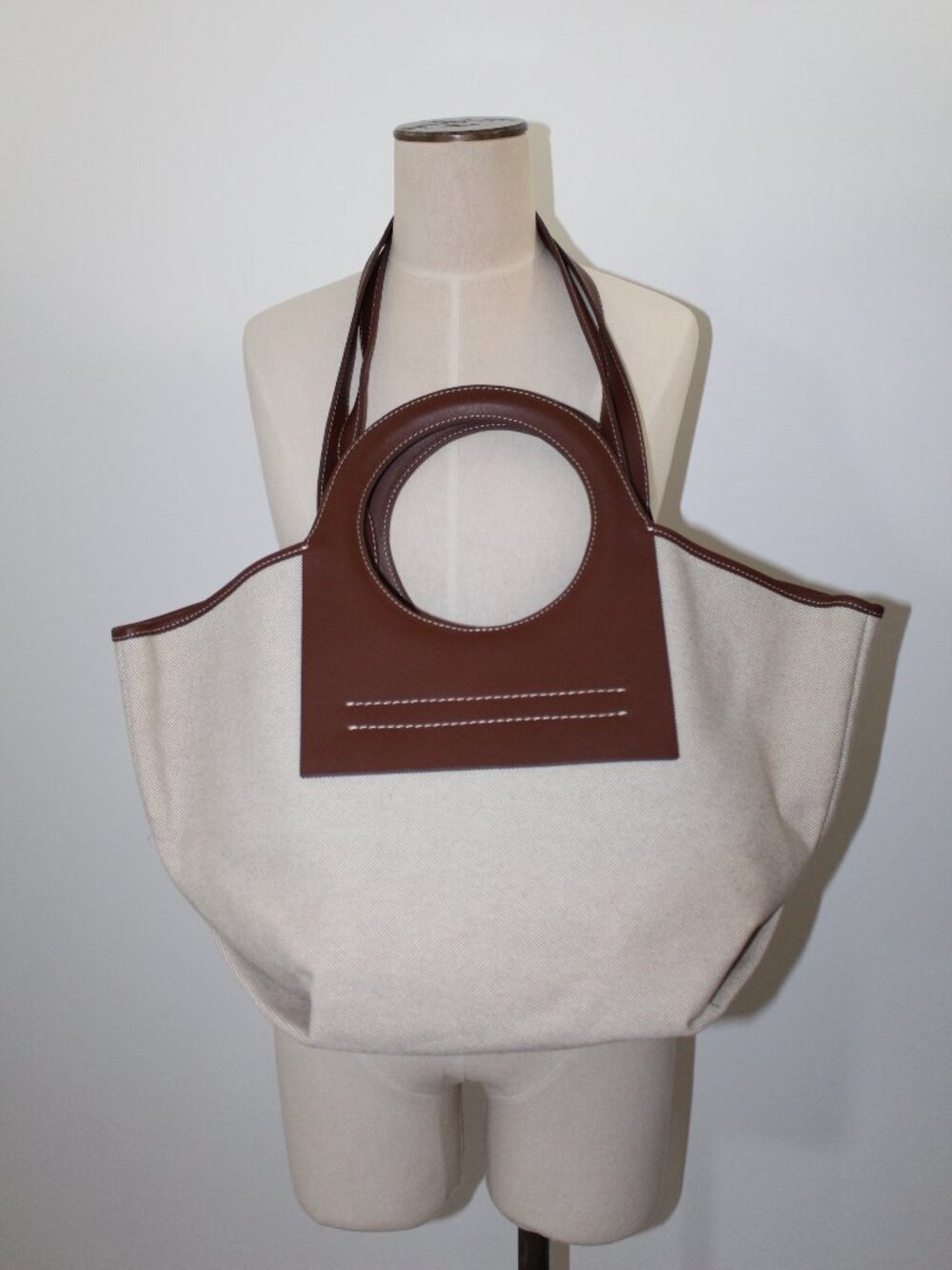 NWOT Hereu Calas Canvas Leather Tote Shoulder Bag Shopper